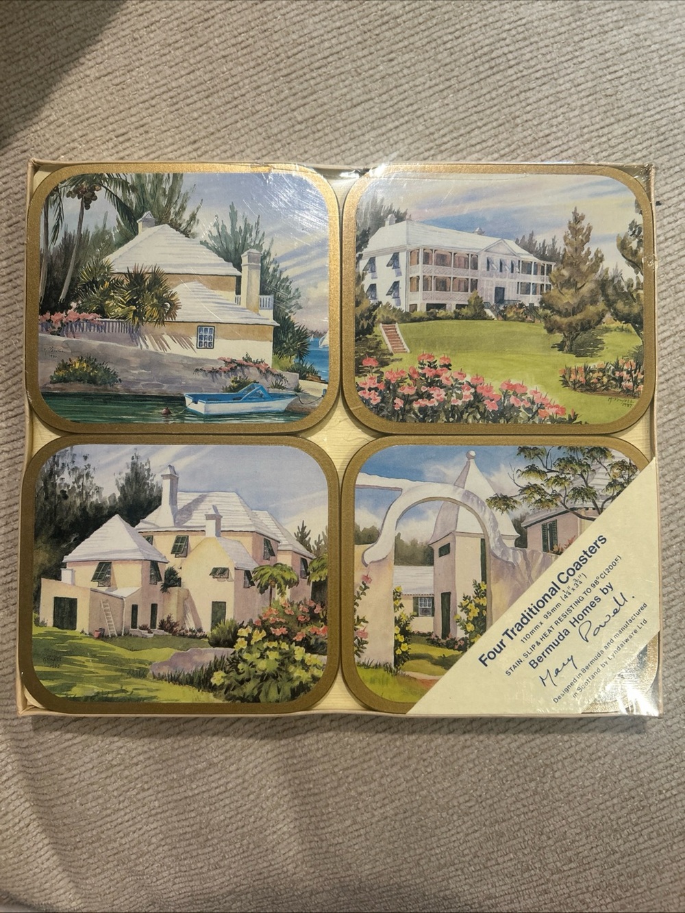 VTG NIB Mary Powell Bermuda Coasters Set of 4